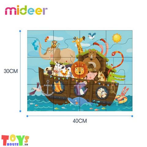 Bộ Xếp Hình 24 Mảnh Ghép Mideer Thú Rừng Trên Thuyền Noah 1 