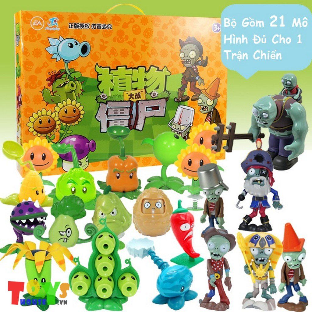 Hộp Đồ Chơi Plants VS Zombies Bằng Nhựa Siêu To 21 Món