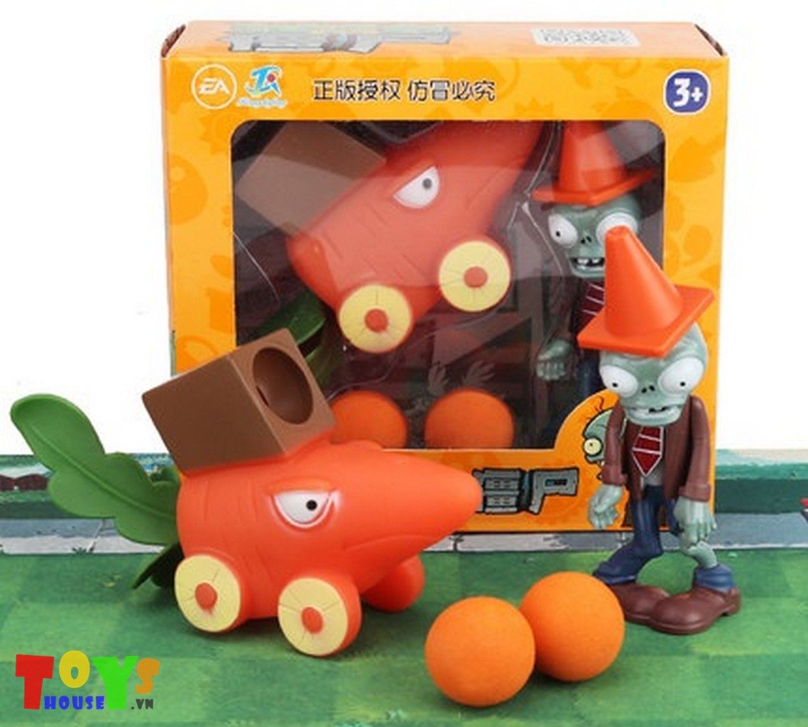 Hộp Đồ Chơi 1 Plant Cà Rốt 1 Zombie Đội Nón Giao Thông pvz025