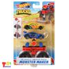 Bộ Xe Hot Wheels Monster Truck Maker Đỏ