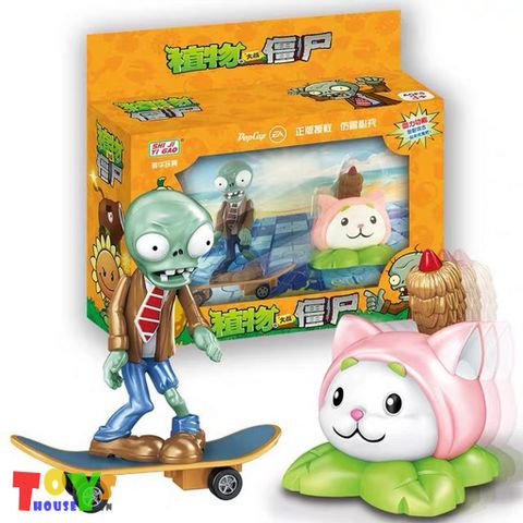 Bộ Đồ Chơi Plant Cỏ Đuôi Mèo Cattail Và Skateboard Zombie