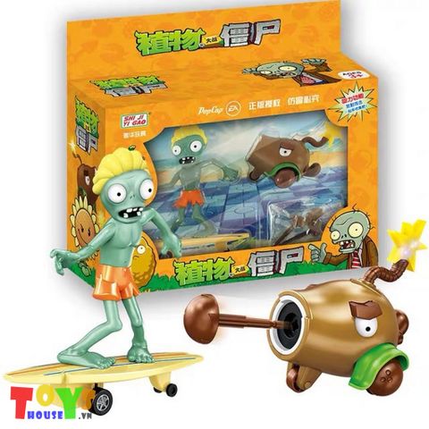 Bộ Đồ Chơi Plant Coconut Cannon Và Zombie Lướt Sóng