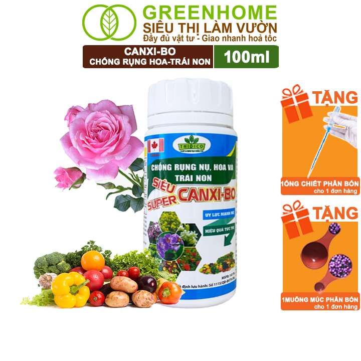 Phân Bón Canxi Bo Greenhome, Chai 100ml, Tăng Đậu Trái, Chống Rụng Hoa Và Trái Non, Chống Thối Trái, Dùng Cho Cây Ăn Quả, Cây Cảnh