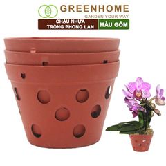 Chậu nhựa trồng phong lan, R15xC10cm, màu gốm, bền, đẹp, chống rơi vỡ, giá thành tốt |Greenhome