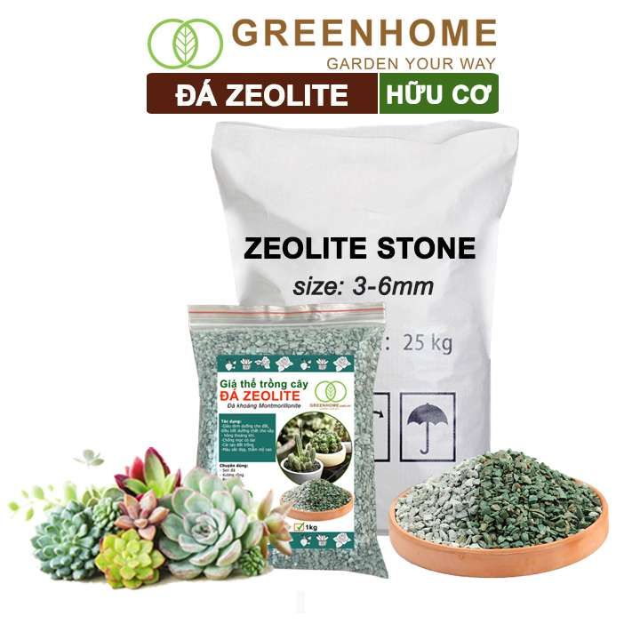 Đá zeolite Greenhome, size 3-6mm, rãi mặt, giá thể, sen đá, xương rồng, hồ thuỷ sinh