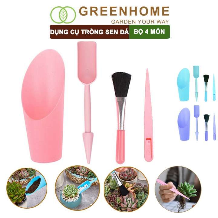 Dụng cụ làm vườn mini, 4 món, chuyên dụng cụ trồng sen đá, xương rồng, tiểu cảnh mini |Greenhome