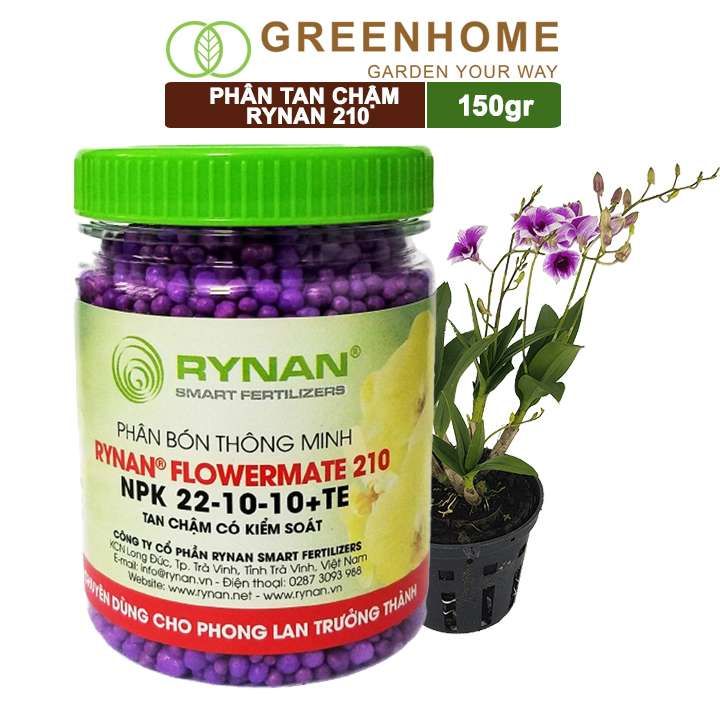 Phân tan chậm Rynan 210, chai 150gr, dưỡng cây, kích rễ, kích chồi, dùng cho phong lan trưởng thành |Greenhome