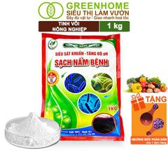 Tinh vôi nông nghiệp Greenhome, Bao 1kg, cải tạo đất, tăng độ PH, sạch nấm bệnh, sát trùng ao, chuồng trại, bổ sung vi lượng giúp lá to, quả nặng