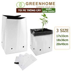Túi PE trồng cây, 2 lớp, nhiều kích thước, chống UV tiện lợi, độ bền 1,5 năm, trồng rau, hoa, dâu tây