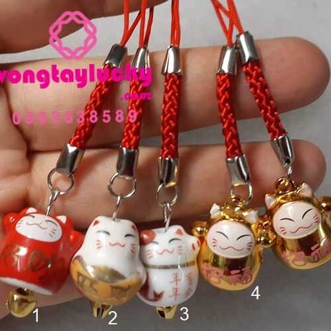 dây treo điện thoại mèo may mắn nật bản, mèo Maneki Neko, mèo phong thủy, mèo hần tài, mèo tài lộc