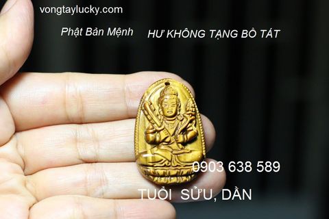  Bồ Tát Hư Không Tạng (Akasagarbha) còn dịch là Hư Không Dựng Bồ Tát đá mắt hổ thiên nhiên 3x4cm Phật bản mệnh tuổi Sửu và Dần 