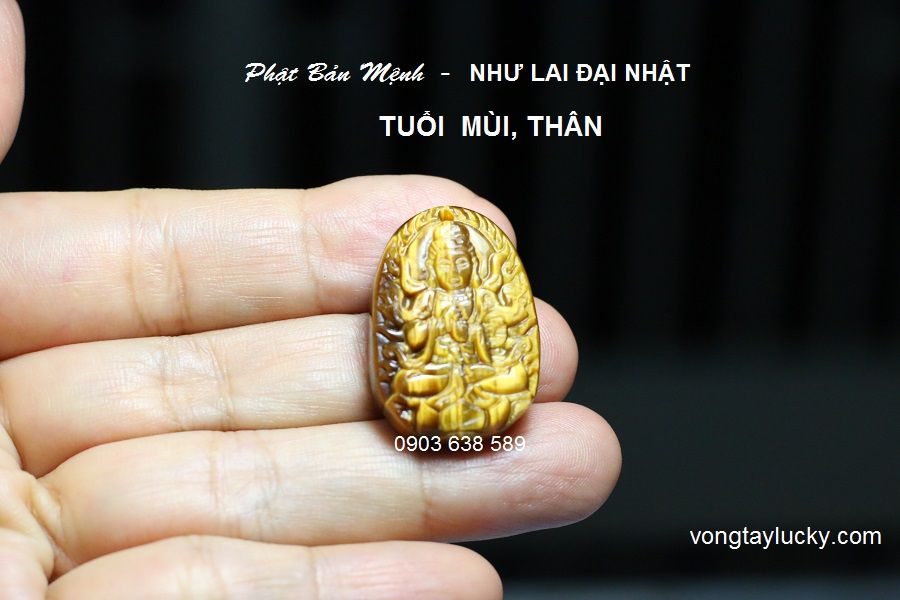 Phật bản mệnh tuổi Mùi và tuổi Thân là phật bản mệnh Như Lai Đại Nhật đá mắt hổ 2x3cm