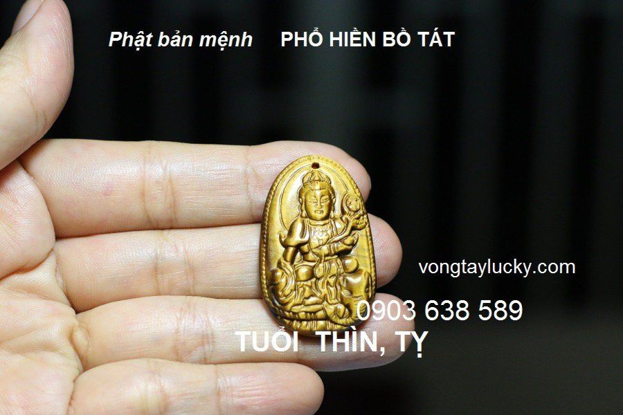 Bồ Tát Phổ Hiền là Phật bản mệnh của người tuổi Thìn và tuổi Tỵ 3x4cm đá mắt hổ: