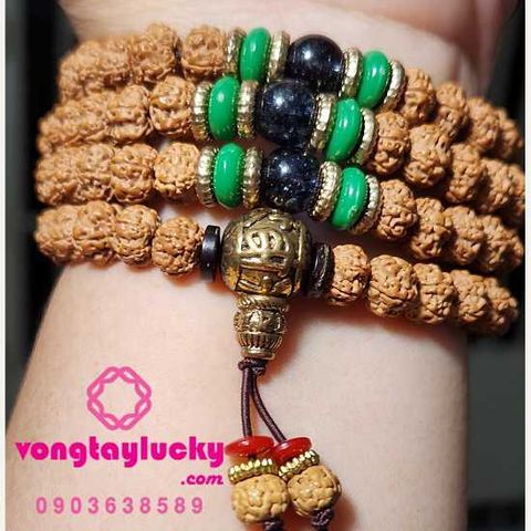 chuỗi Rudraksha, chuỗi bồ đề kim cang, vòng hạt bồ đề nepal, chuỗi bồ đề kim cang quấn tay, chuỗi kim cang 108, chuỗi kim cang tây tạng, trang sức mật tông, chuỗi bình an quấn tay 4 vòng