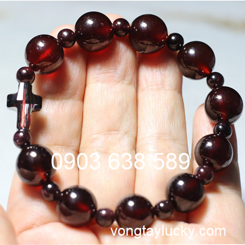  Chuôi mân côi đá garnet 12 li 5A tay nam mệnh Hỏa và Thổ 