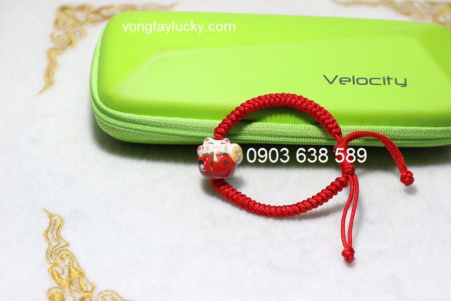 Vòng tay mèo Đại Phúc Maneki Neko MS0006 dây rút: