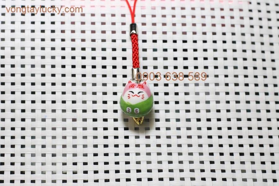 [HOT] Móc điện thoại, dây treo ba lô mèo may mắn MANEKI NEKO đặc biệt cho mùa thi XANH LÁ CÂY dây đỏ cho mùa thi LMSL008U