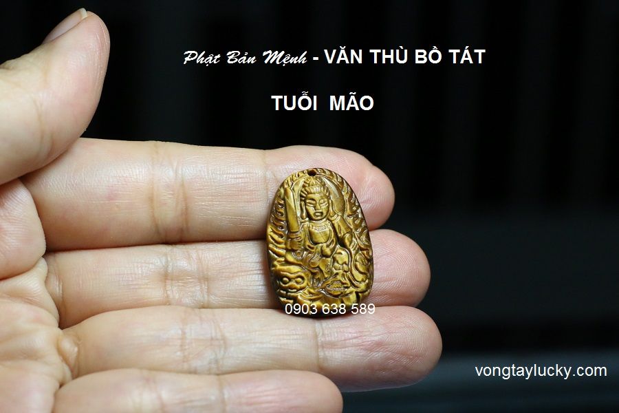 Phật bản mệnh tuổi Mão Bồ Tát Văn Thù 2x2,5cm