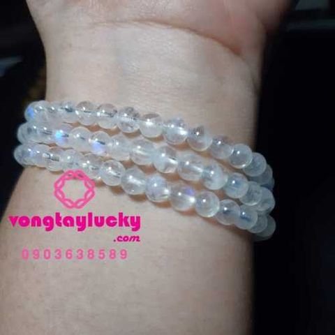 vòng tay đá phong thủy, đá mặt trăng quấn tay 3 vòng, đá moonstone