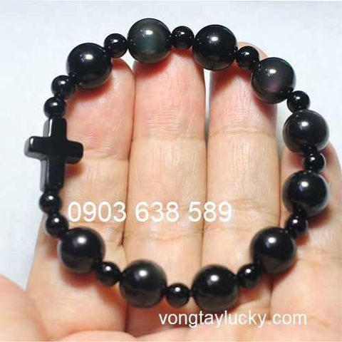 trang sức công giáo, vòng tay công giáo, vòng tay mệnh thủy công giáo, vòng tay đá núi lửa obsidian 10li