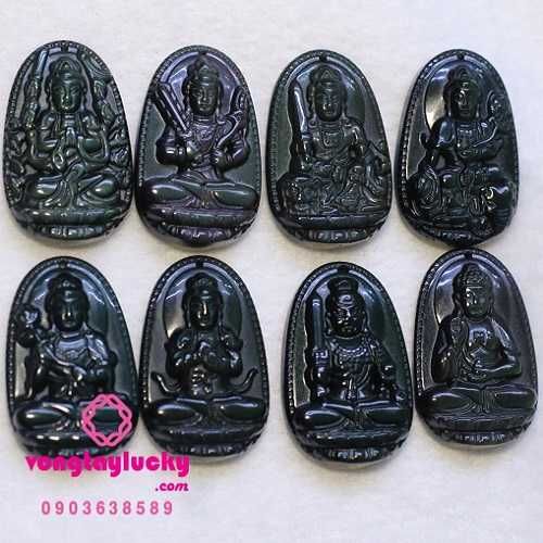 Phật bản mệnh độ 12 con giáp đá núi lửa Obsidian 2,7X 4cm