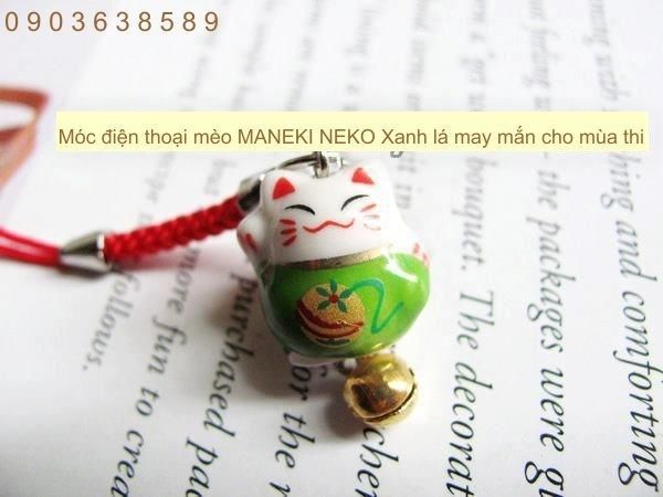 [HOT] Móc điện thoại mèo may mắn MANEKI NEKO đặc biệt cho mùa thi XANH LÁ CÂY dây đỏ cho mùa thi LMSL008