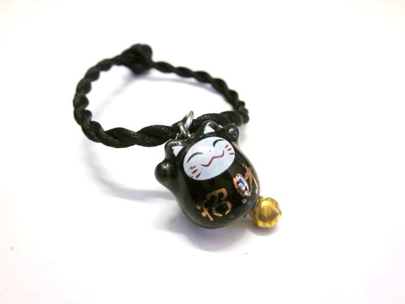 Vòng tay mèo đen Nhật Maneki neko chuông đồng MS0033