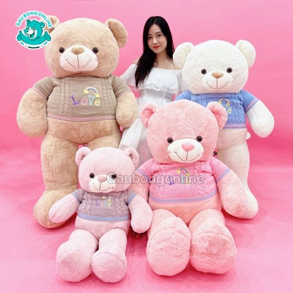 Gấu Bông Teddy Áo Len Love Cầu Vồng