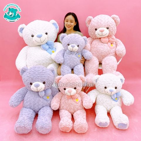 Gấu Bông Teddy Lông Xoắn Tim Nổi