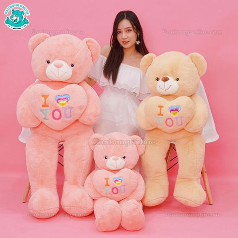 Gấu Bông Teddy Ôm Tim Sắc Màu