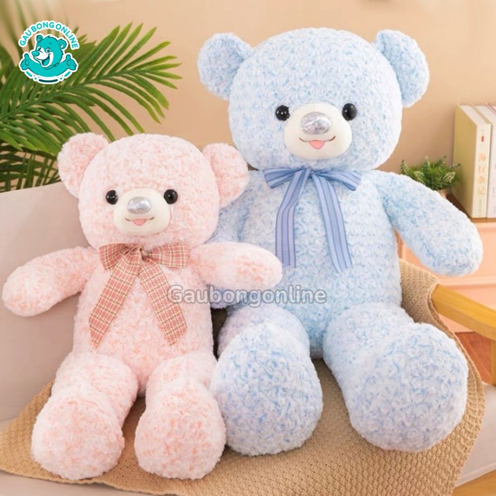 Gấu Bông Teddy Lông Xoắn Mũi Nhũ