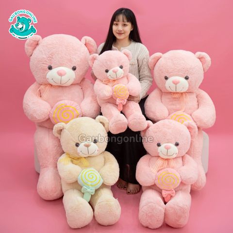 Gấu Bông Teddy Ôm Kẹo Nơ