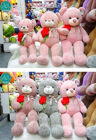 Gấu bông Teddy - Nơ Ôm Hoa Hồng 1m1