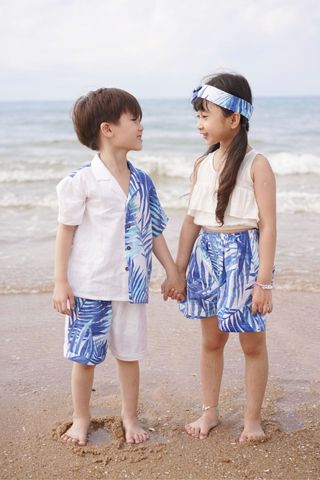  Quần Short Bé Linen Lá Dừa 