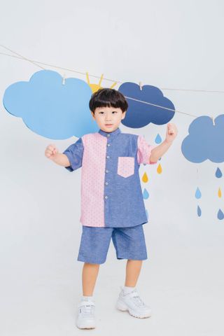  PINK MIX DENIM BOY SET 