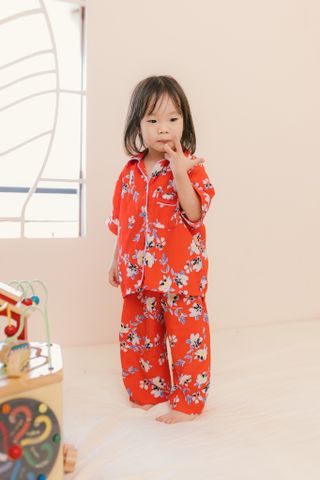  Pyjamas Bé Hoa Đỏ 