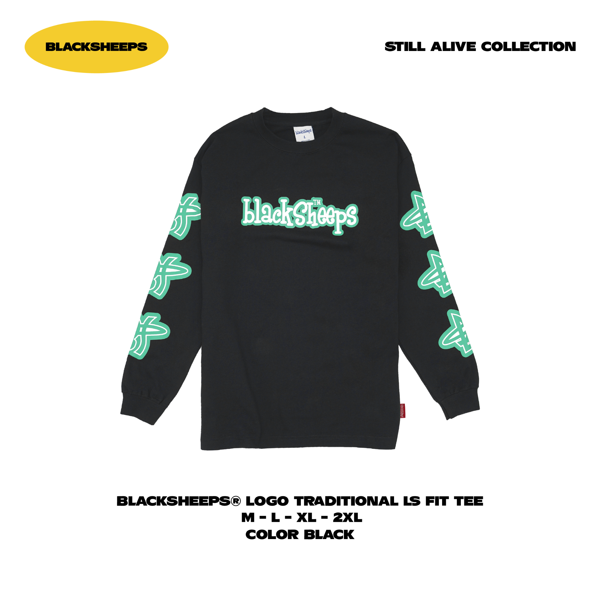 BlackSheeps Logo Traditional LS Fit Tee