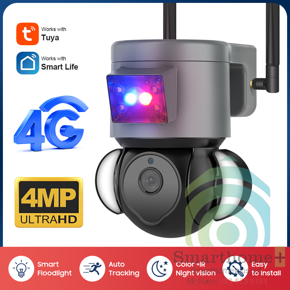 Camera Thông Minh Độ Phân Giải Cao 4MP Dùng Sim 3G Tuya SHP-CI18