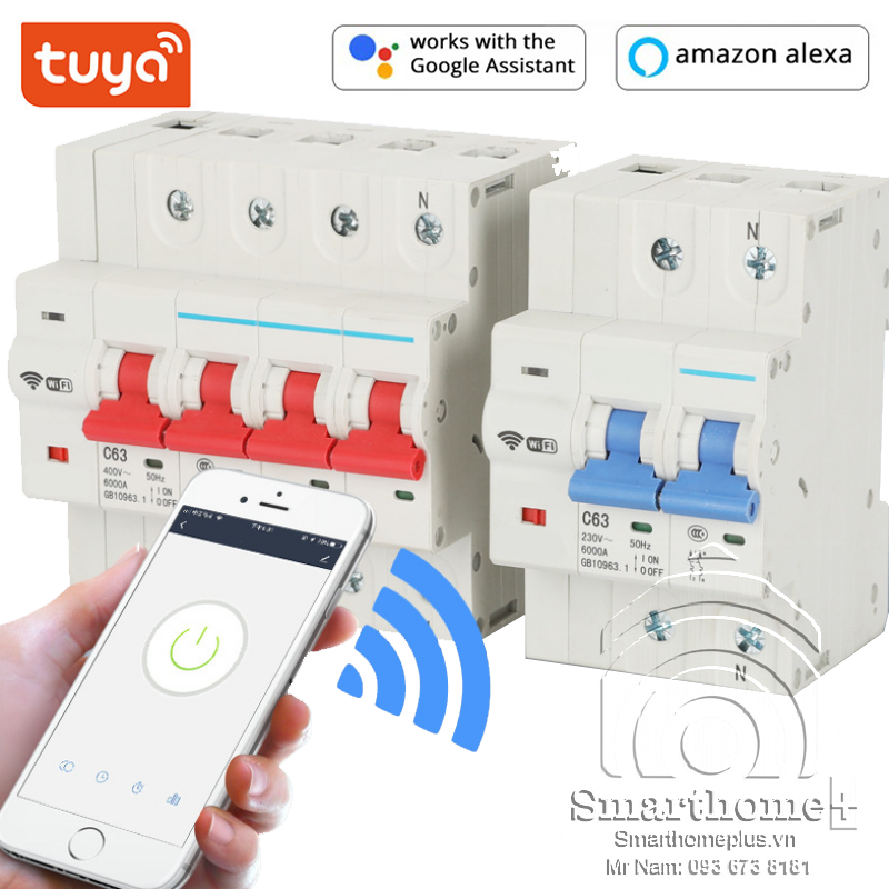 Aptomat Cầu Dao Tổng Điều Khiển Qua Wifi Tuya SHP-IO1