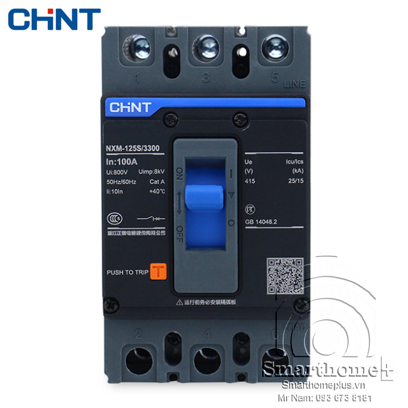 Aptomat Khối MCCB 3 Pha Bảo Vệ Quá Tải Chập Mạch Chint NXM-100A