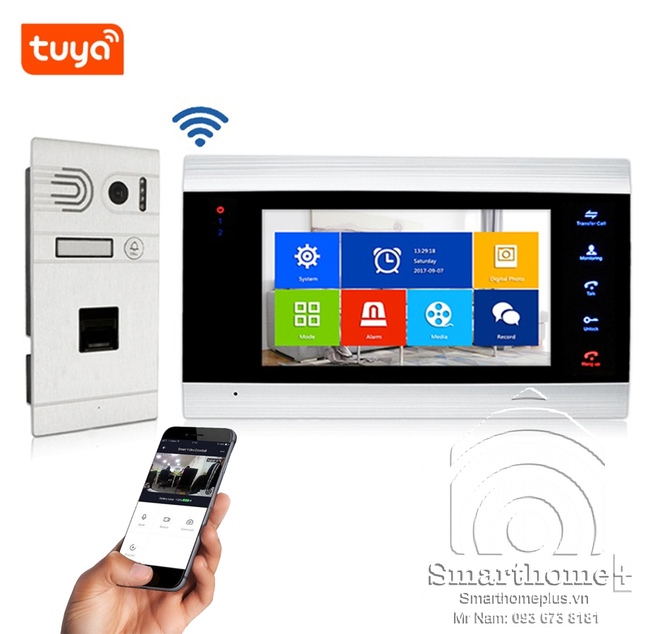 Chuông Cửa Có Màn Hình 7'' Cho Biệt Thự Wifi Tuya SHP-SW6