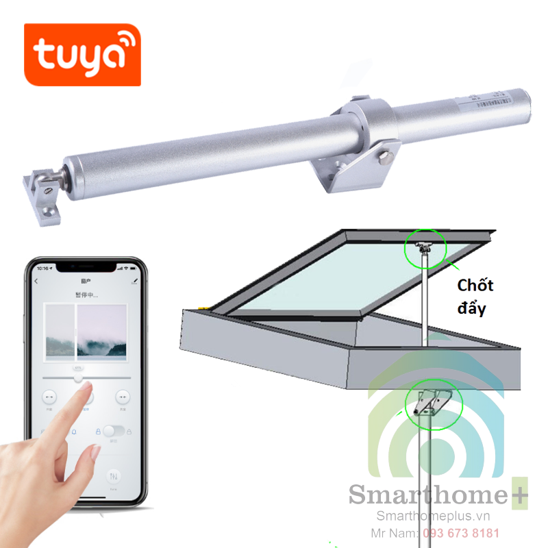 Động Cơ Mở Cửa Giếng Trời Wifi Điều Khiển Qua App Tuya SHP-WO4B