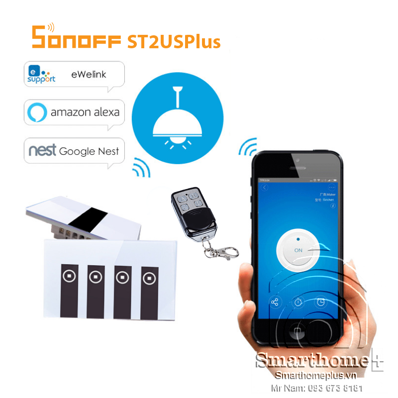 Công Tắc Cảm Ứng Điều Khiển Wifi + RF Sonoff SHP-ST2USPlus