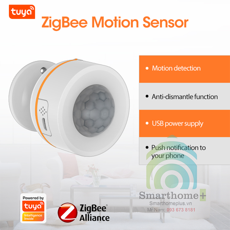 Cảm Biến Chuyển Động Hồng Ngoại Gắn Trần Zigbee Tuya ZPIR6