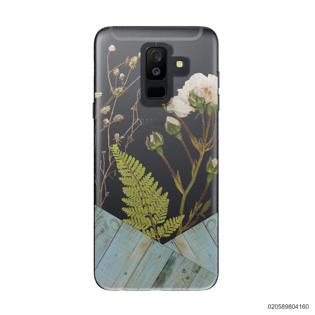 FLOWER ON BLUE WOOD - Samsung Galaxy A6 Plus 2018