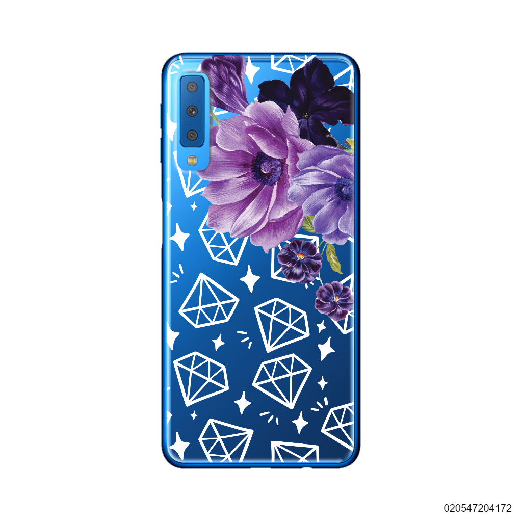 PURLE FLOWERS WITH DIAMONDS - Samsung Galaxy A7 2018