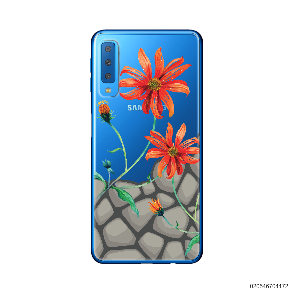 ORANGE DAISIES BLOOM IN STONE - Samsung Galaxy A7 2018