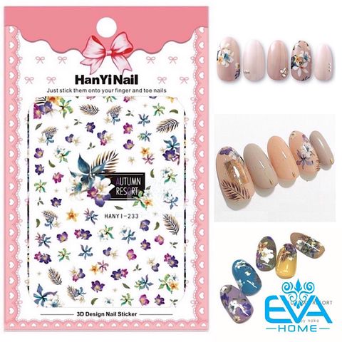  Miếng Dán Móng Tay 3D Nail Sticker Tráng Trí Hoạ Tiết Bông Hoa HY233 