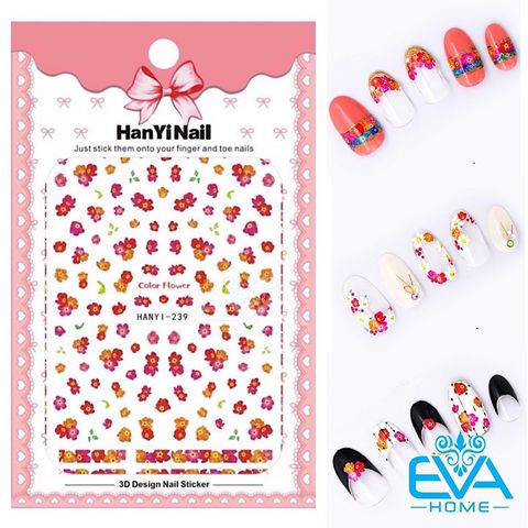  Miếng Dán Móng Tay 3D Nail Sticker Tráng Trí Hoạ Tiết Bông Hoa HY239 