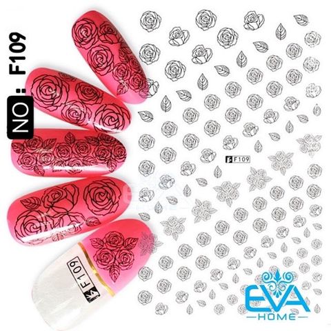  Miếng Dán Móng Tay 3D Nail Sticker Tráng Trí Hoạ Tiết Bông Hoa F109 